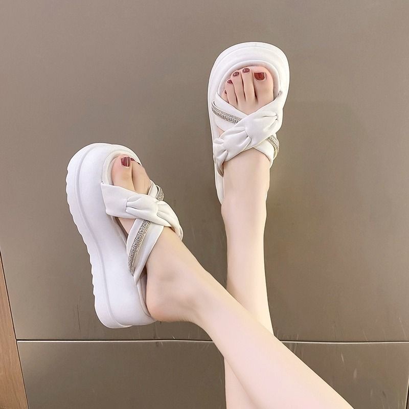 Huaqoo Dép bánh mì guốc dép sandal nữ Màu Sắc Đơn Giản Thoải Mái Cao Gót Chống Trơn Trượt dép đế xuồng 32Z072403