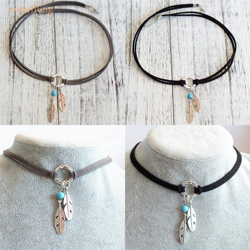 Vòng Cổ Choker Mặt Lông Vũ Phong Cách Bohemian Thời Trang