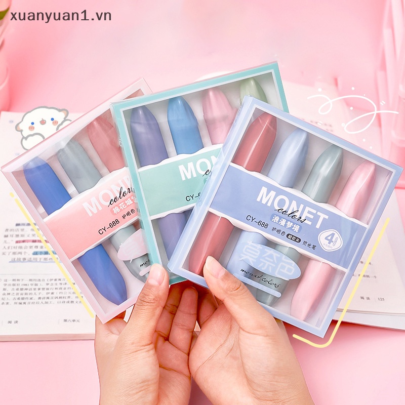 Set 4 Bút Đánh Dấu Màu Kẹo Ngọt Dung Tích Lớn Tiện Dụng