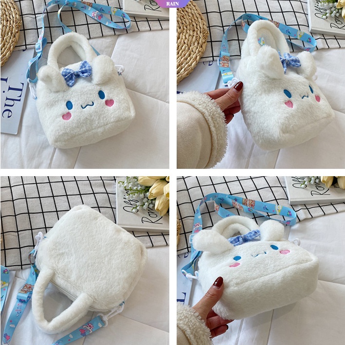 Túi Đeo Chéo Vai Mềm Nhỏ Hình Vuông Họa Tiết Hoạt Hình Sanrio Cinnamoroll My Melody Kuromi Hello Kitty SpongeBob Pom Pom Purin Đáng Yêu [RAIN]
