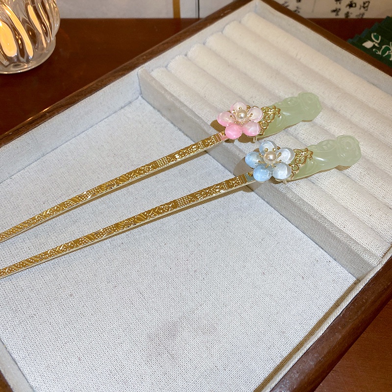 Kẹp Tóc Kim Loại Hình Hoa Đính Ngọc Trai Phối Tua Rua Thời Trang Cho Nữ CHLINS