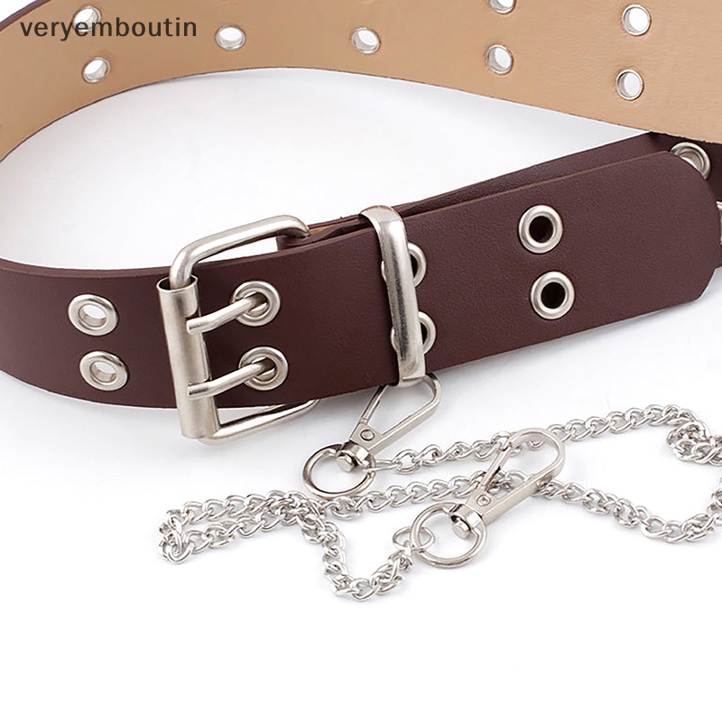 Thắt Lưng Có Khóa Cài Phối Dây Xích Phong Cách Punk Hip hop Đa Năng Thời Trang Cho Nữ