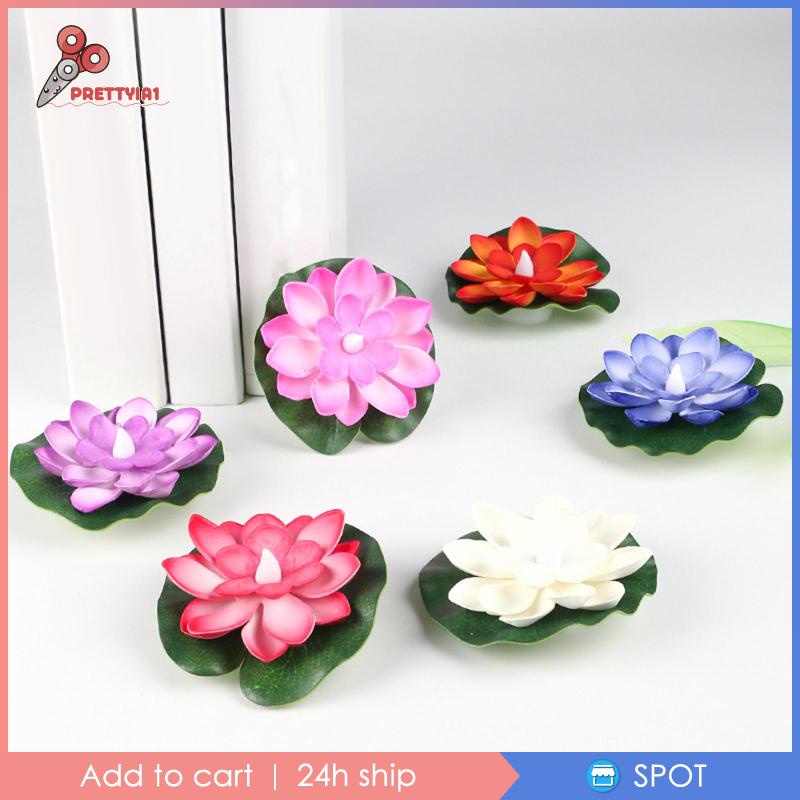 Set 6 Đèn LED Nổi Hình Hoa Sen Nhiều Màu Sắc Trang Trí Sân Vườn