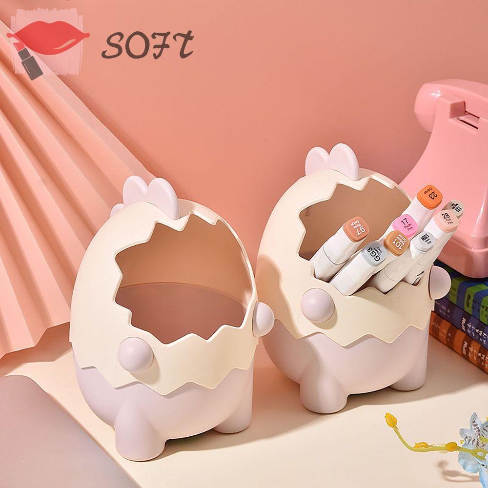 SOFTNESS Hộp Đựng Bút Để Bàn Kích Thước Nhỏ Tiết Kiệm Không Gian In Hình Khủng Long Hoạt Hình