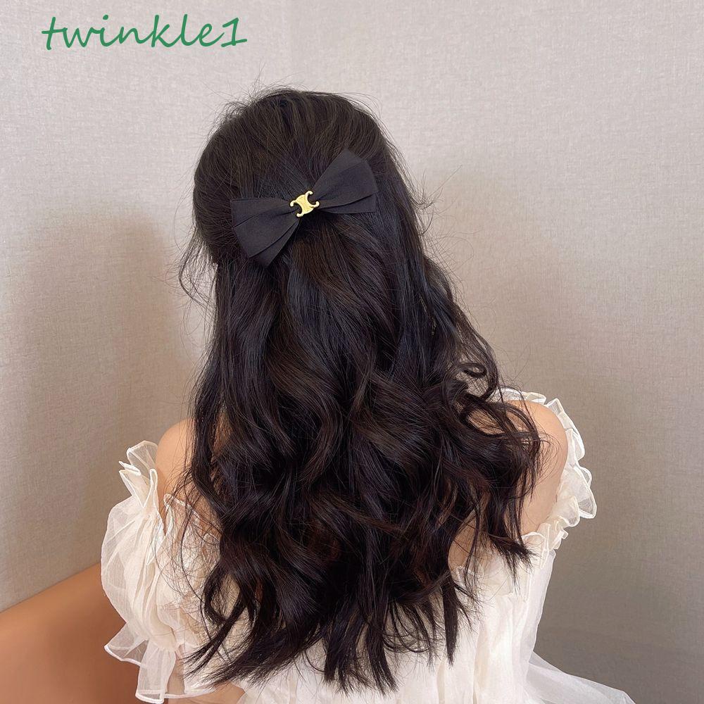 TWINKLE Kẹp Tóc Hình Nơ Màu Đen Phong Cách Hàn Quốc Cho Nữ
