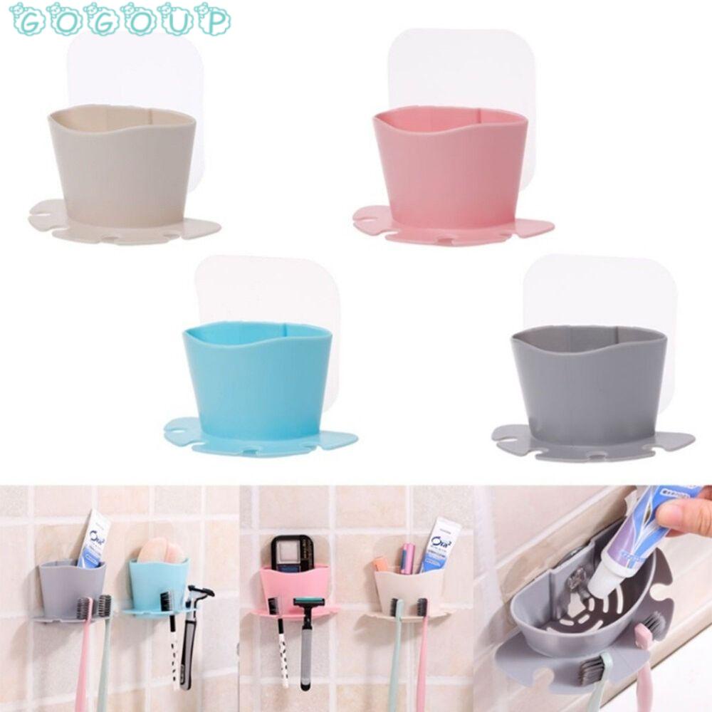 GOGOUP Giá Đỡ Bàn Chải Đánh Răng Gắn Tường Tự Dính Thiết Thực Cho Phòng Tắm