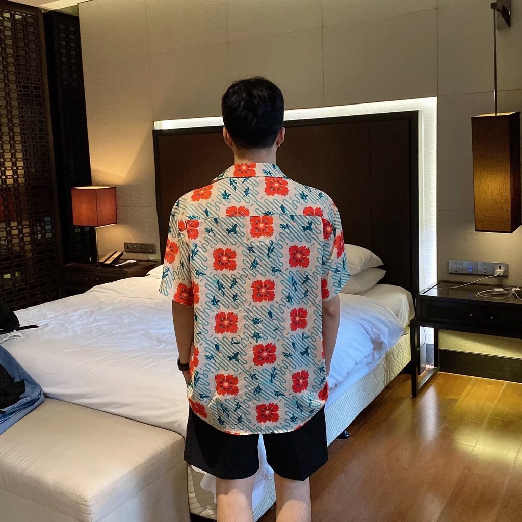 Áo Sơ Mi Nam Tay Ngắn Họa Tiết Hoa Thời Trang Mùa Hè