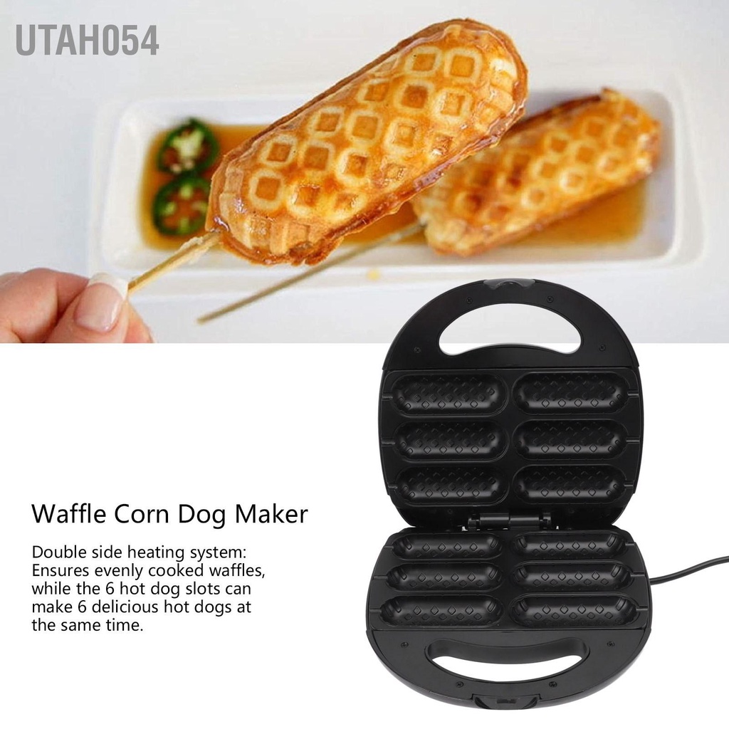 Utah054 HTM1 Máy Làm Bánh Waffle Bắp Chó Nóng Hai Mặt Xúc Xích Chân Vịt Chống Dính Phích Cắm Châu Âu 220V 750W