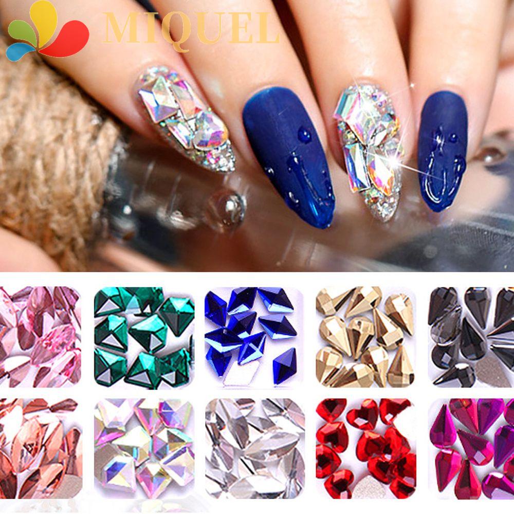 MIQUEL Hộp 12 Ngăn Đá 3D Nhiều Màu Trang Trí Móng Tay Nghệ Thuật