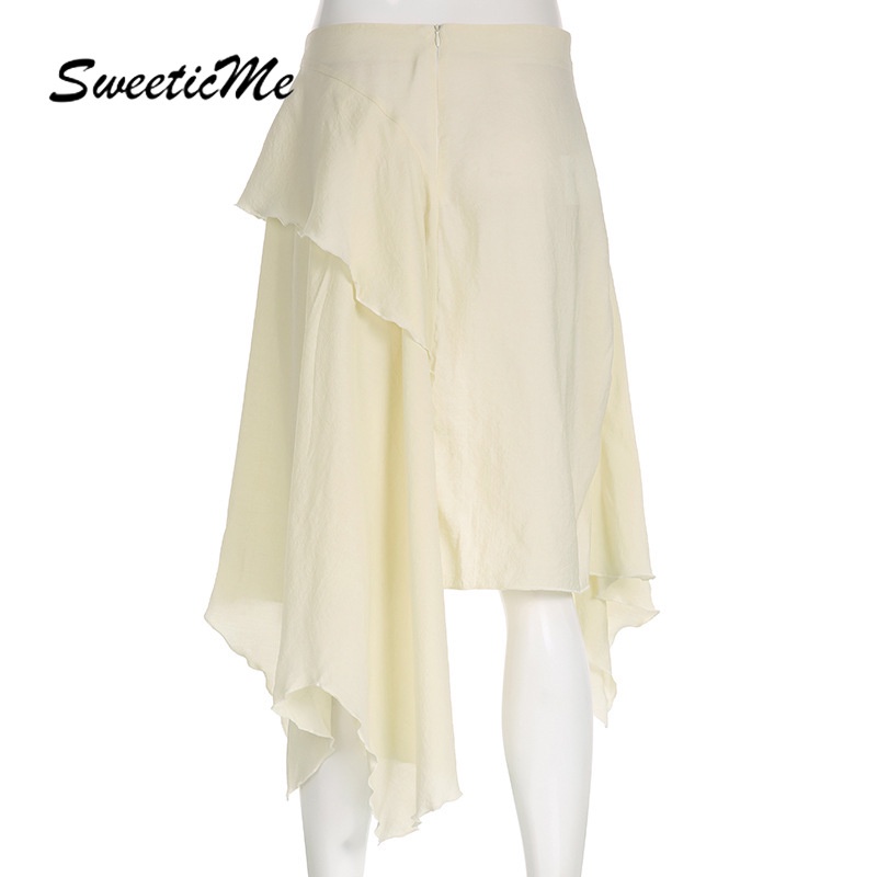 Chân Váy Ren Dài Lưng Thấp Màu Trơn Thời Trang Mới 2023 Cho Nữ