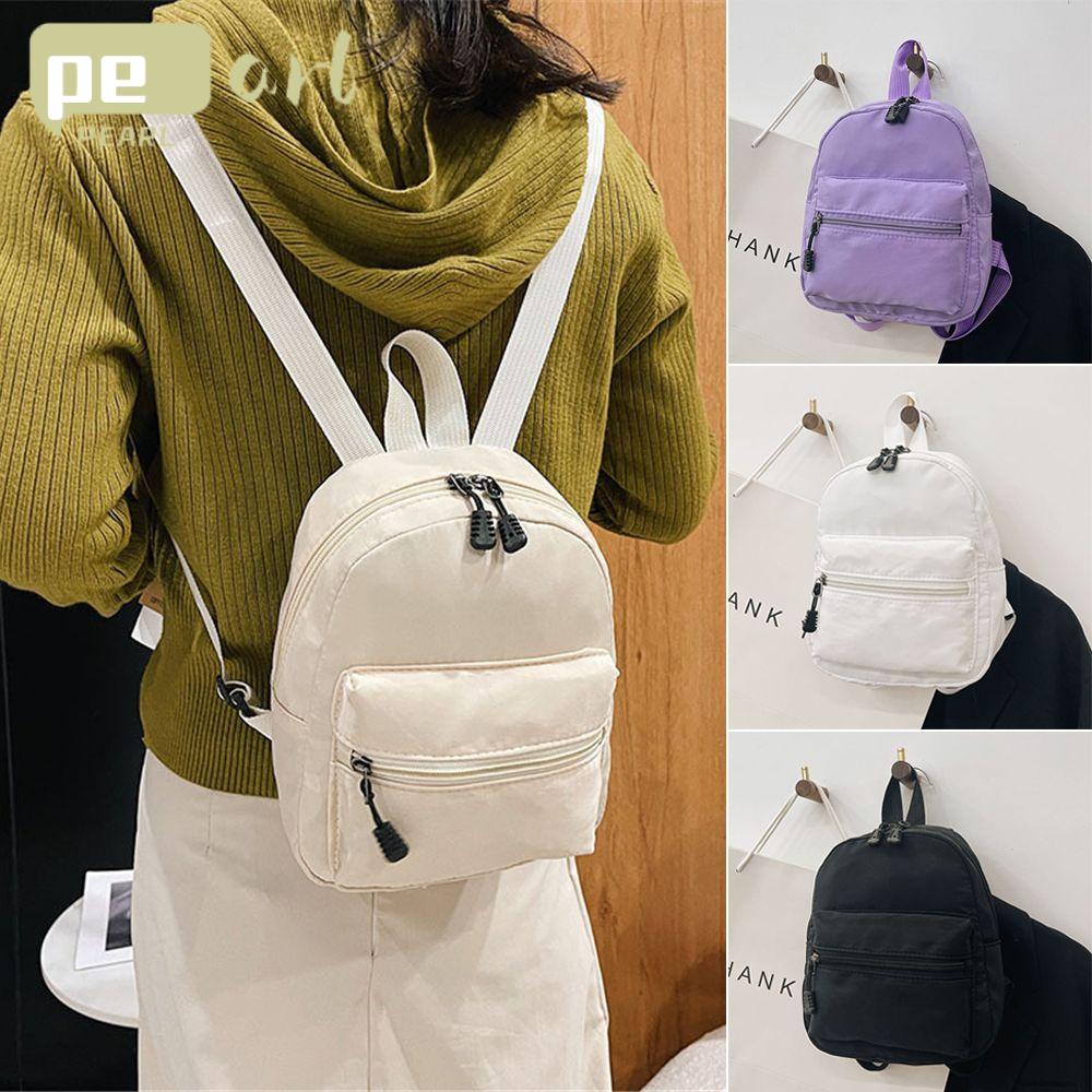 PEARLVN Ba Lô Mini Vải Nylon Màu Trắng Thời Trang Trẻ Trung Cho Nữ