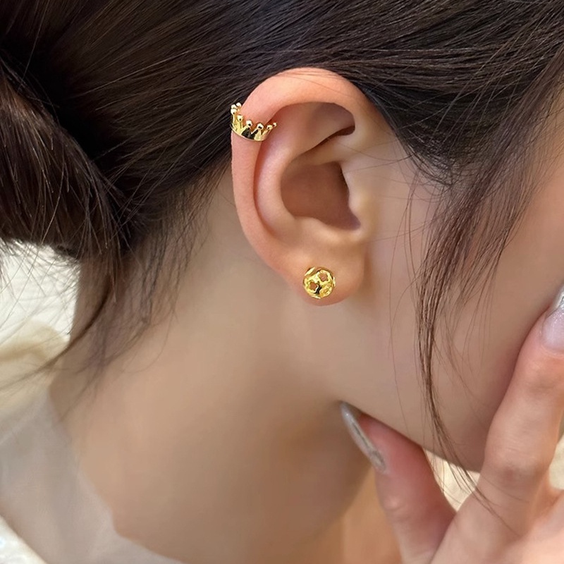 Bộ Khuyên Tai Tròn Mini Màu Vàng / Bạc Không Gây Dị Ứng Thời Trang Cho Nữ