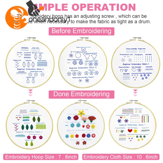 Bộ 3 Dụng Cụ Thêu Tay Chữ Thập Cho Người Mới Bắt Đầu