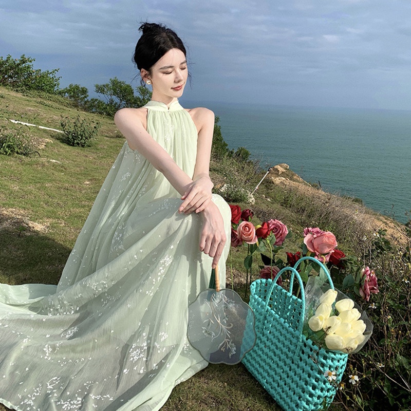 Đầm Voan Hoa Không Tay Dáng Rộng Thời Trang Mùa Hè Xinh Xắn