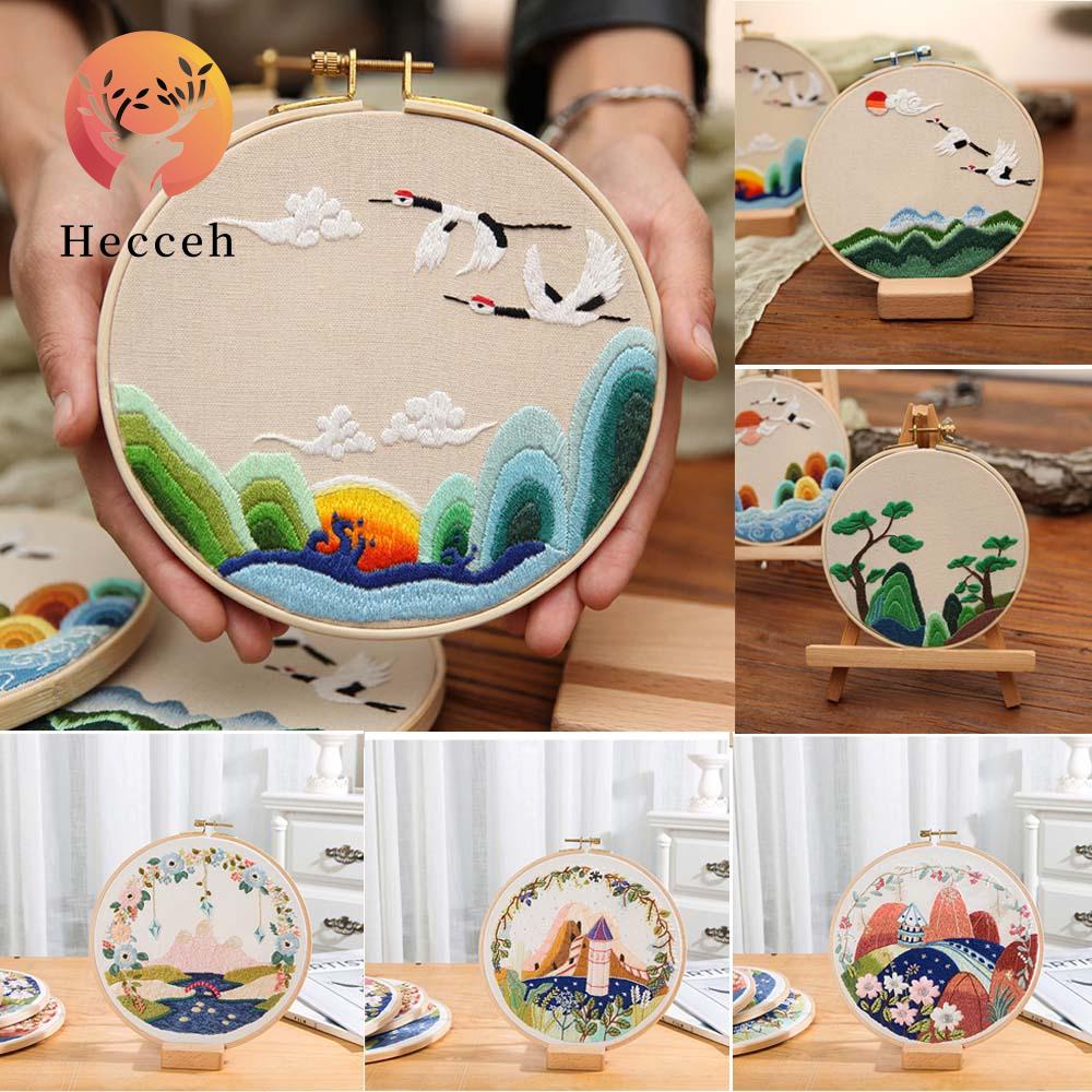 HECCEH Khung Thêu Thủ Công DIY Hình Hoa Trang Trí Nhà Cửa