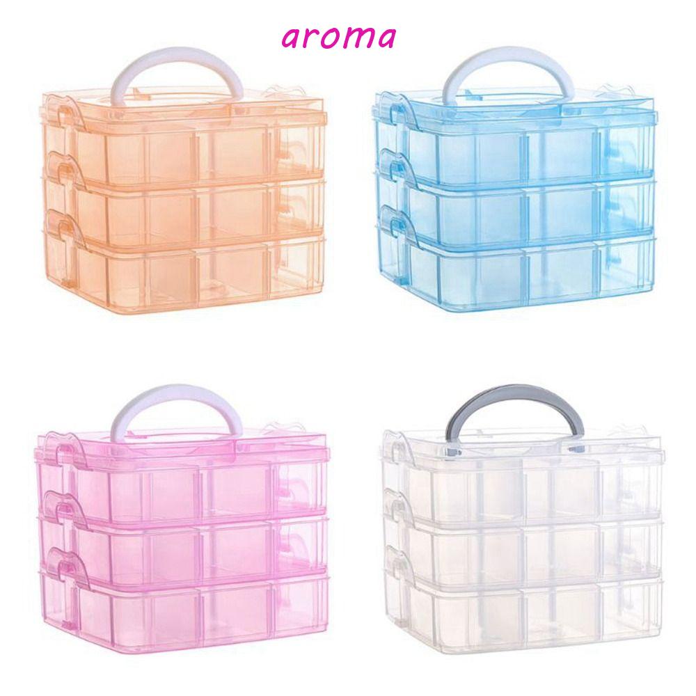 AROMA Hộp Đựng Trang Sức Trong Suốt 18 Ngăn Tháo Rời Được Tiện Lợi