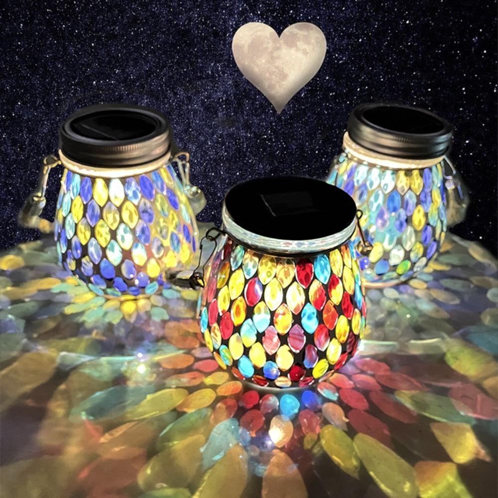 ZAIJIE24 Lọ Thủy Tinh Đựng Đèn Chiếu Hình Oval Phong Cách Mosaic Vui Nhộn Dùng Trang Trí Sân Vườn