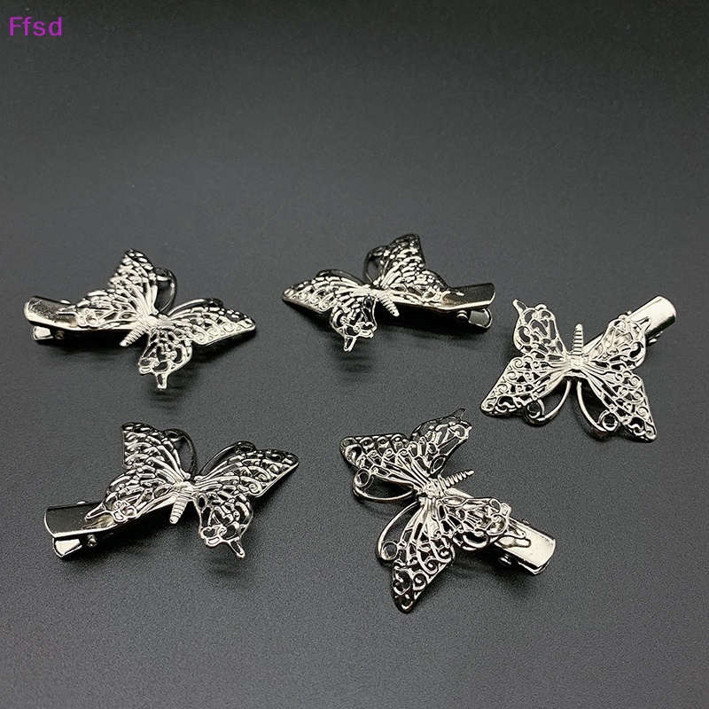 Kẹp Tóc Hình Bướm Màu Bạc Phong Cách Vintage Cho Nữ