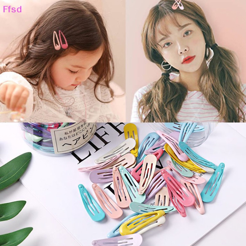 Set 10 / 20 / 30 / 40 Kẹp Tóc Dạng Trượt Nhiều Màu Sắc Ngọt Ngào Thời Trang Cho Nữ