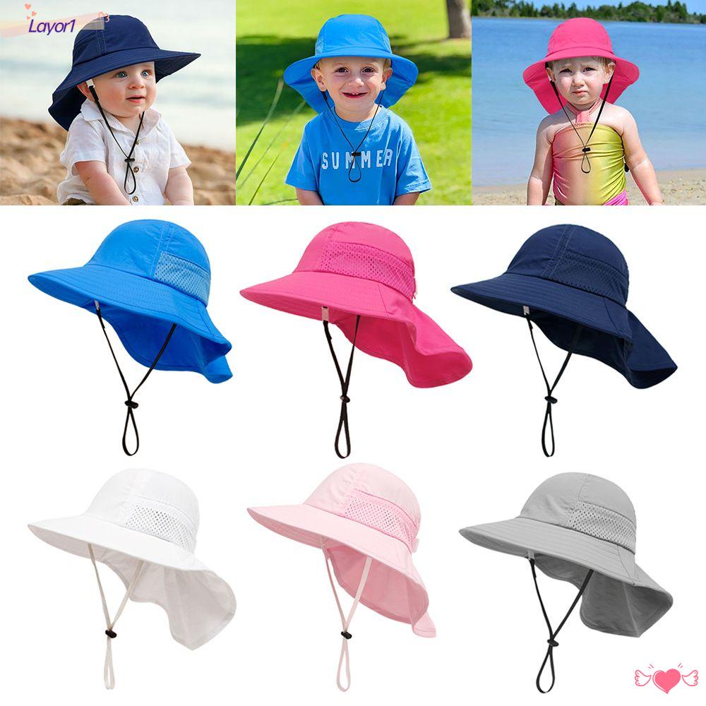 LAYOR1 Mũ Rộng Vành Chống Nắng Thiết Kế Thoáng Khí Thời Trang Cho Trẻ Em