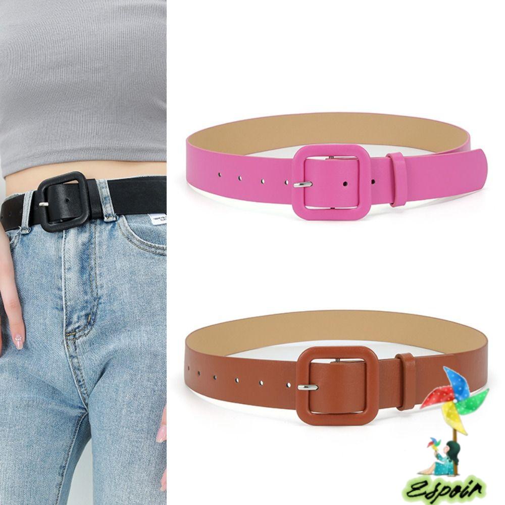 ESPO Thắt Lưng Da Mỏng Màu Kẹo Ngọt Phong Cách Cổ Điển Cho Nữ