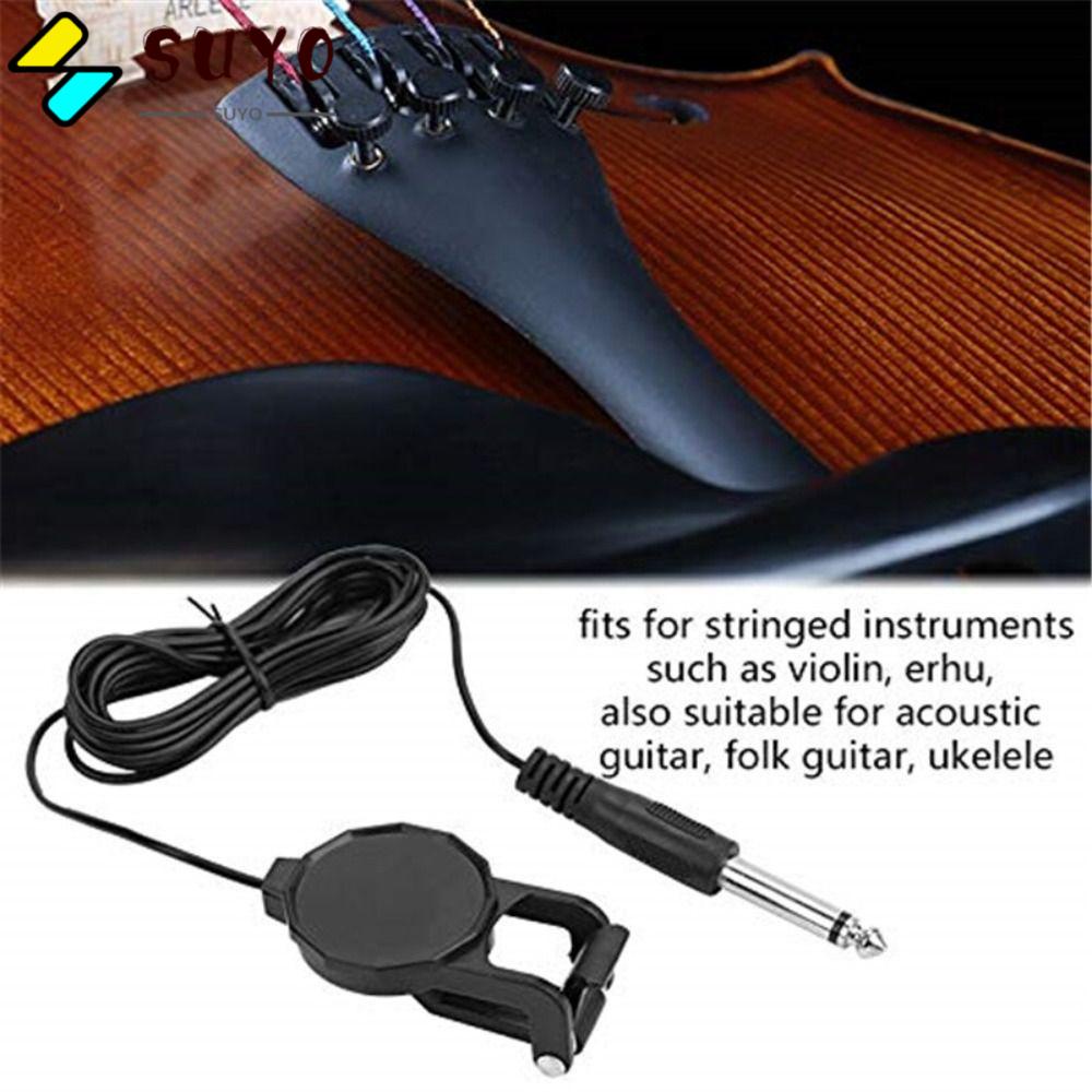 SUYO Pickup Kẹp Dây Cáp 2.5m Phích Cắm 6.35MM Mono Cho Đàn Guitar Ukulele Mandolin Banjo Kalimba
