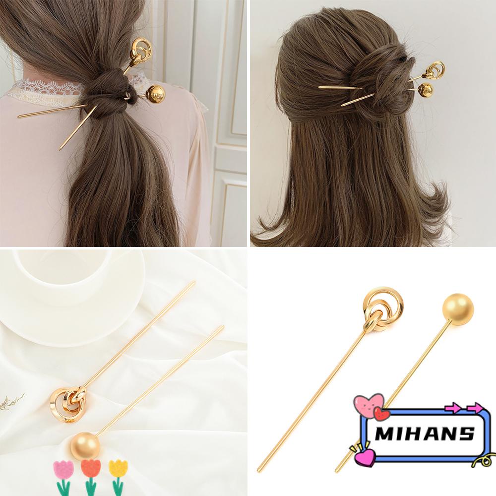 MIH Kẹp Tóc Kim Loại Màu Vàng Thiết Kế Đơn Giản