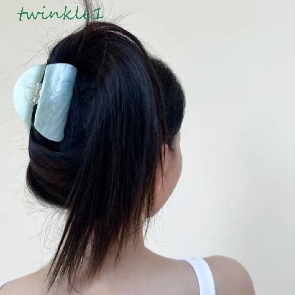TWINKLE Kẹp Tóc Càng Cua Bằng Acrylic Họa Tiết Kẻ Sọc Màu Xanh Dương Kiểu Vintage Thời Trang Mùa Hè