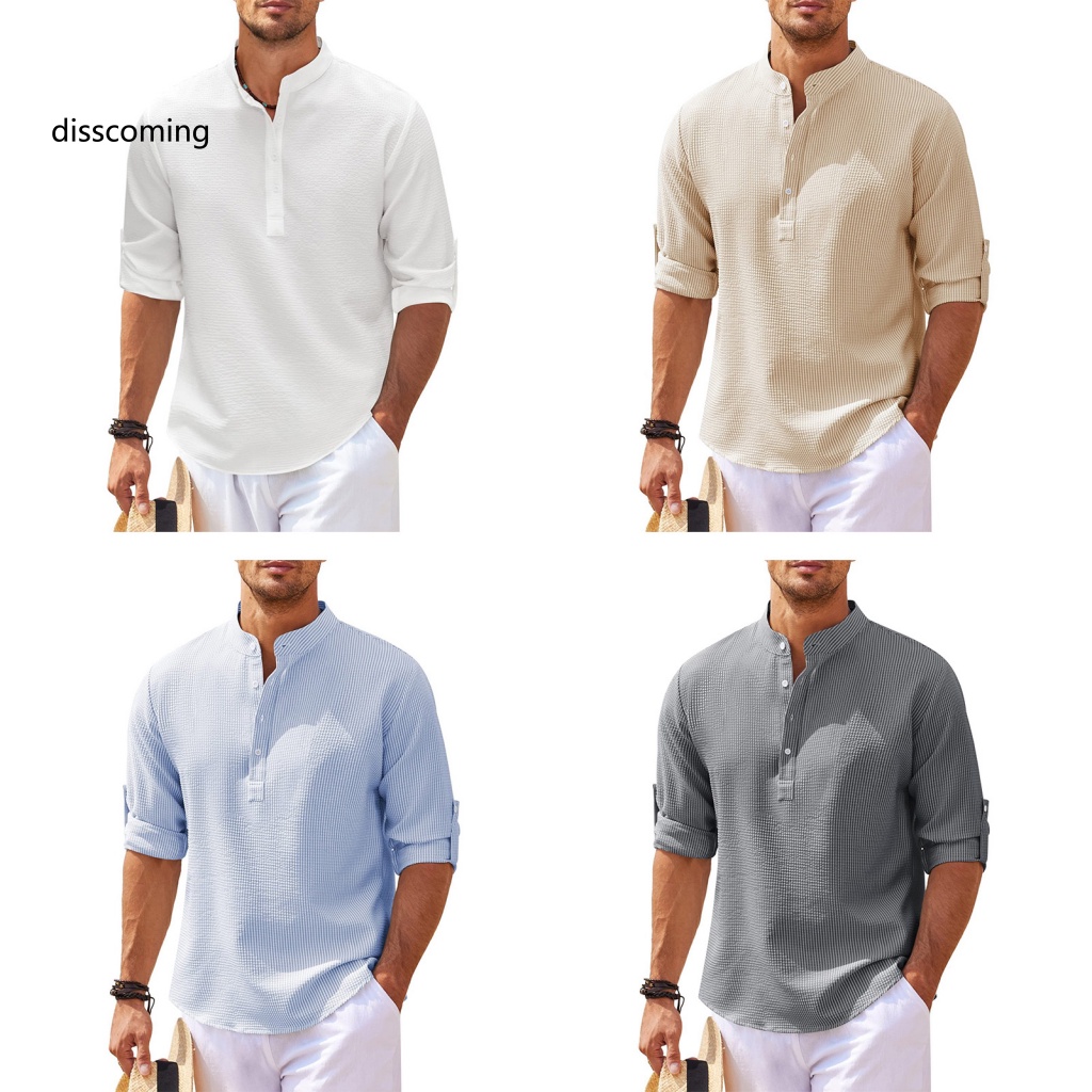 Áo Thun SL SL SL SL Thiết Kế Trẻ Trung Năng Động| Áo Sơ Mi Nam Dài Tay Cổ Đứng Cài Nút Cỡ Lớn Mềm Mại Hợp Thời Trang Xuân Hè