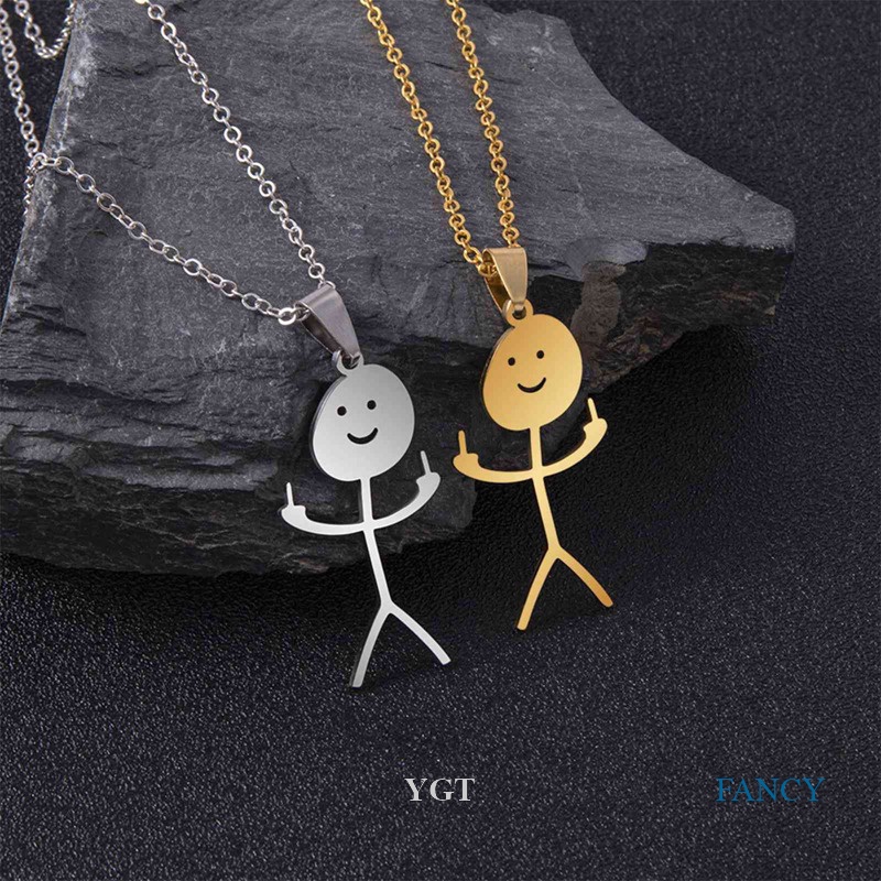 Ygt Vòng cổ Mặt Hình Ngón Tay Giữa Bằng Thép Không Gỉ Đa Năng Cho Nữ