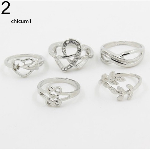 Set 5 Nhẫn Đeo Giữa Ngón Tay Thời Trang Cho Nữ