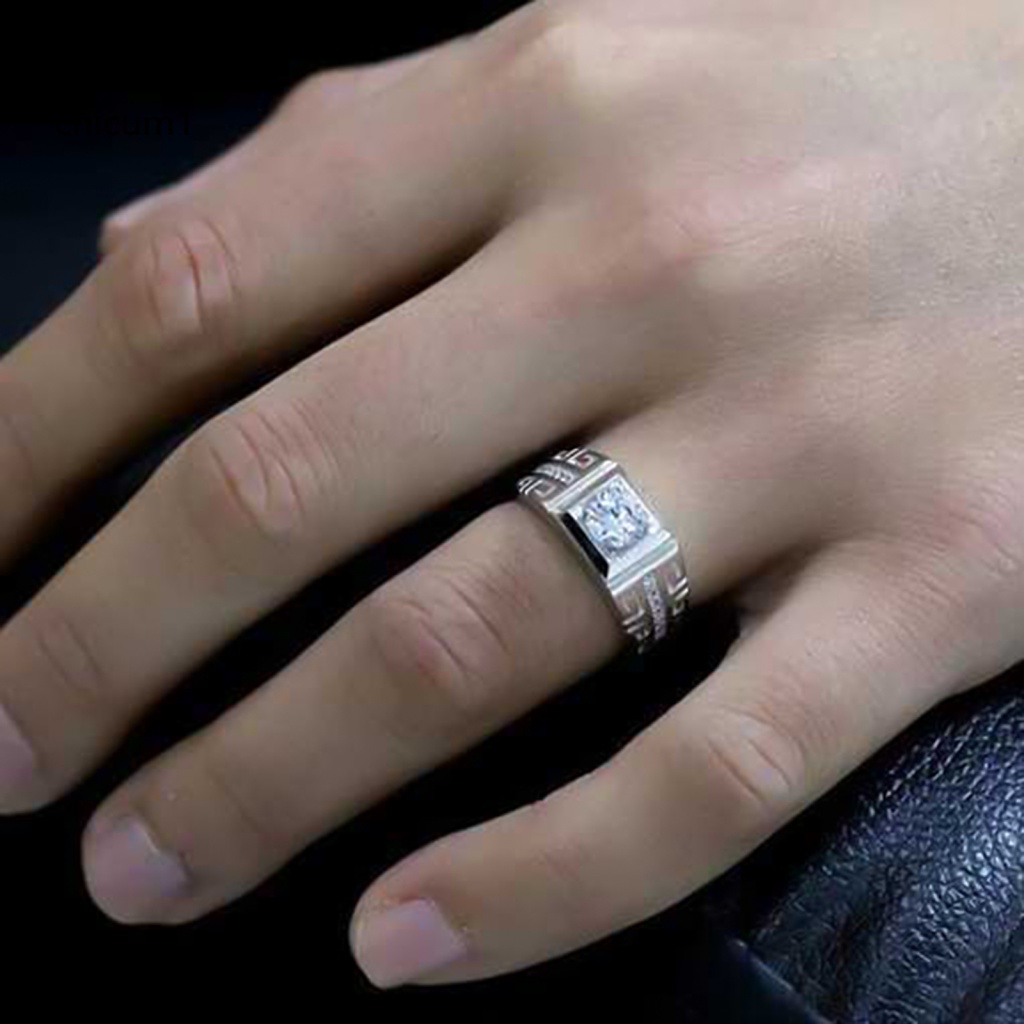 Nhẫn Đính Hôn Đính Đá Zircon Cổ Điển Sang Trọng Có Thể Điều Chỉnh Cho Cặp Đôi