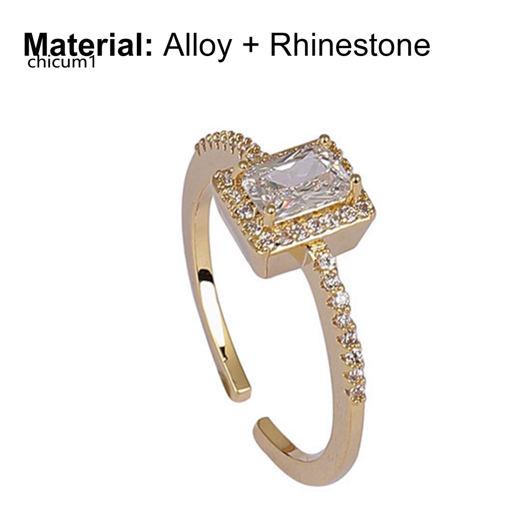 Nhẫn Hở Đính Đá Vuông Tinh Tế Cho Nữ