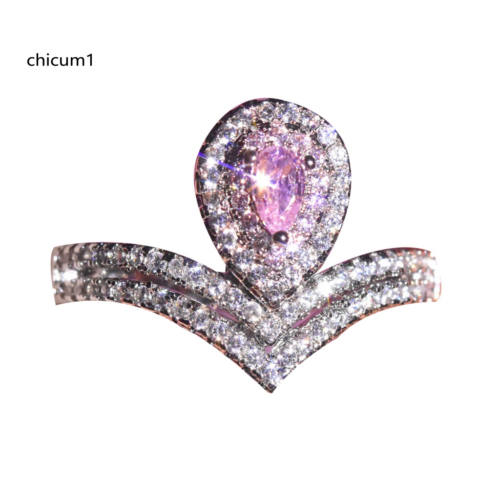 Nhẫn Đính Đá Moissanite Hình Giọt Nước Màu Sáng Tinh Tế Cho Nữ