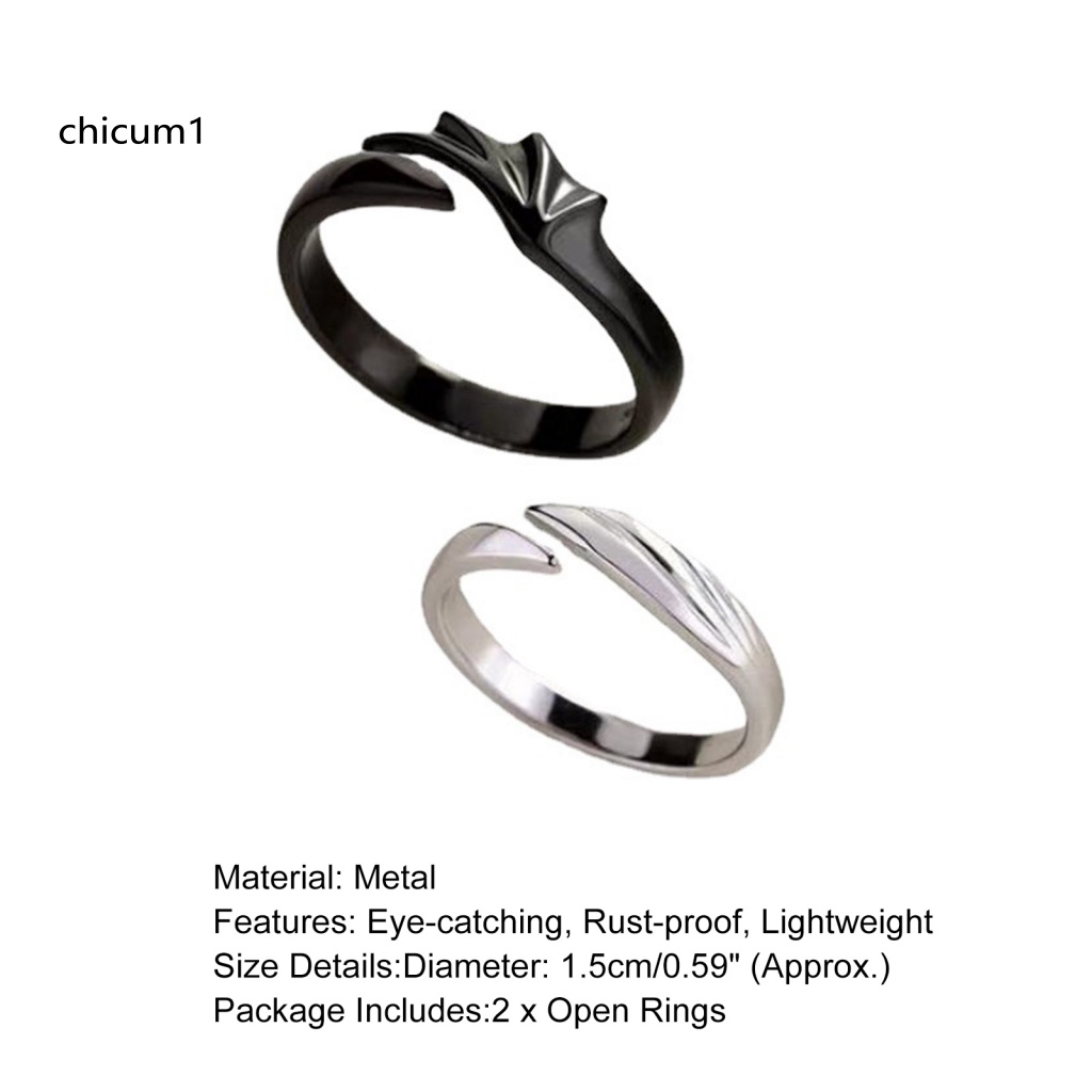 Set 2 Nhẫn Đính Hôn Mở Bằng Kim Loại Chống Rỉ Phong Cách Tinh Tế Thích Hợp Làm Quà Tặng Sinh Nhật Cho Bạn