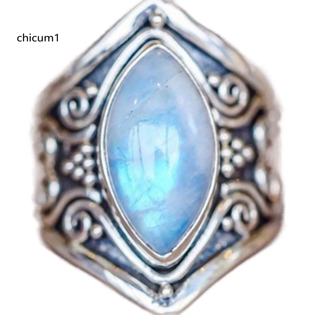 Nhẫn Hợp Kim Đính Đá Oval Lấp Lánh Phong Cách Vintage Cho Nữ