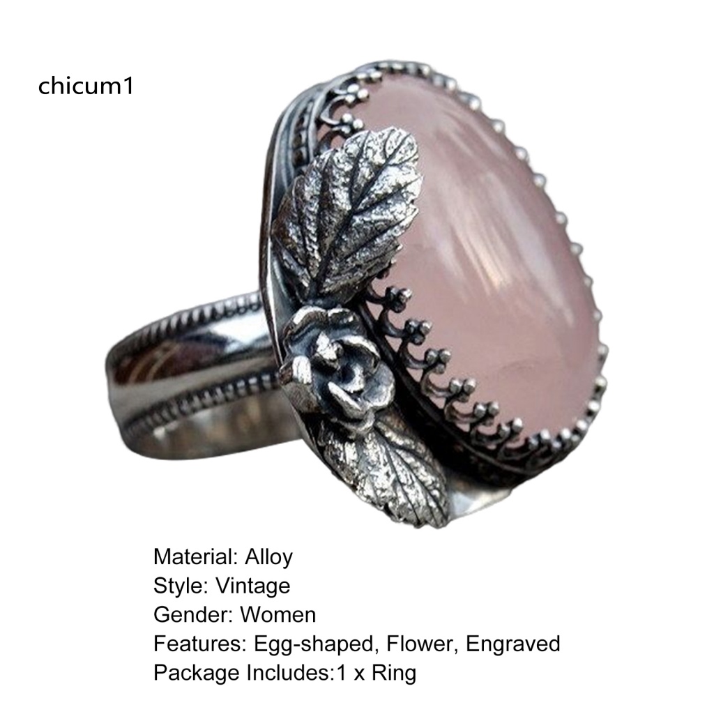 Nhẫn Hợp Kim Chạm Khắc Hoa Lá Đính Đá Phong Cách Cổ Điển Cho Nữ