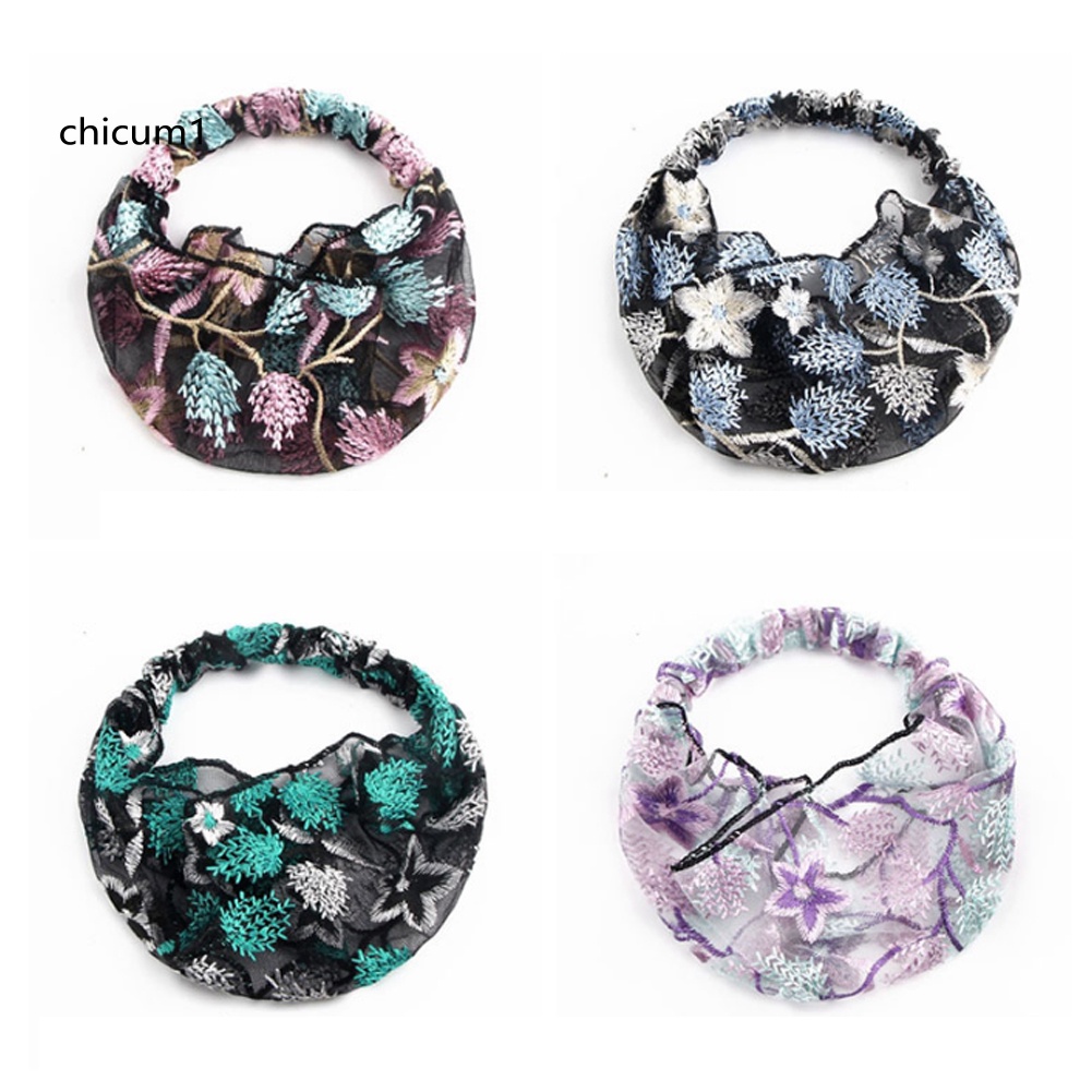 Băng Đô Vải Tuyn Bản Rộng Thêu Hoa / Ngôi Sao Kiểu Trung Hoa Cổ Điển