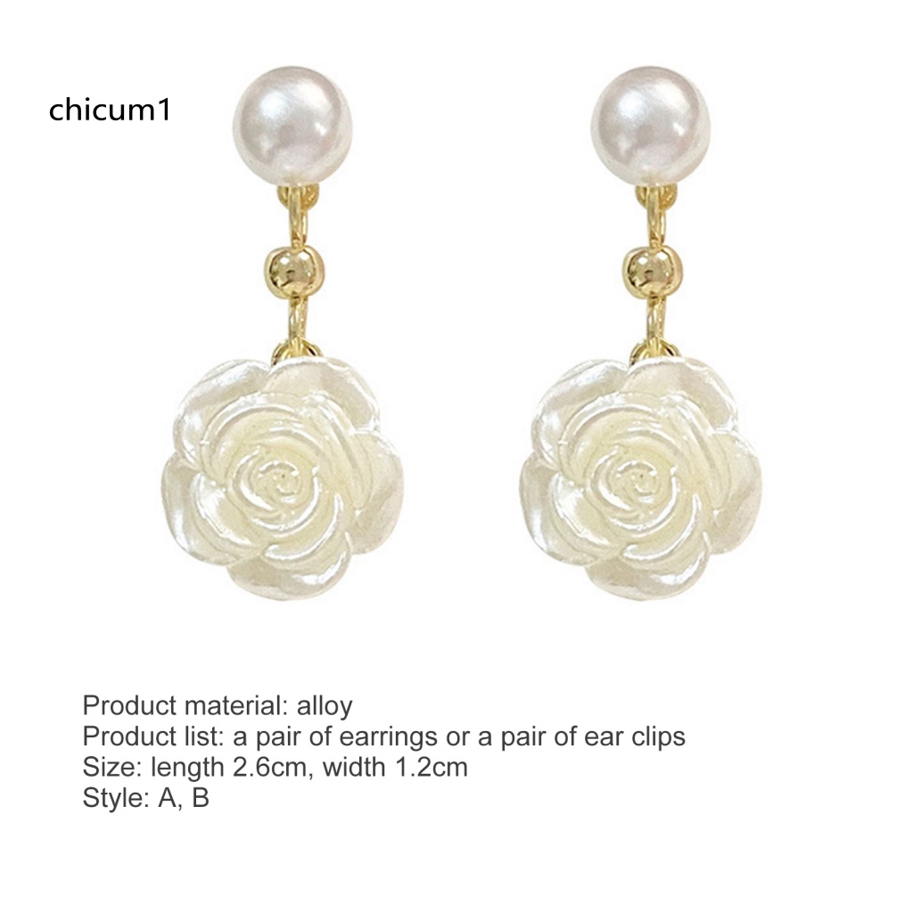 1 Cặp Bông Tai Hợp Kim Hình Hoa Trà Đính Ngọc Trai Giả Mini Thanh Lịch Dễ Phối Đồ Cho Nữ