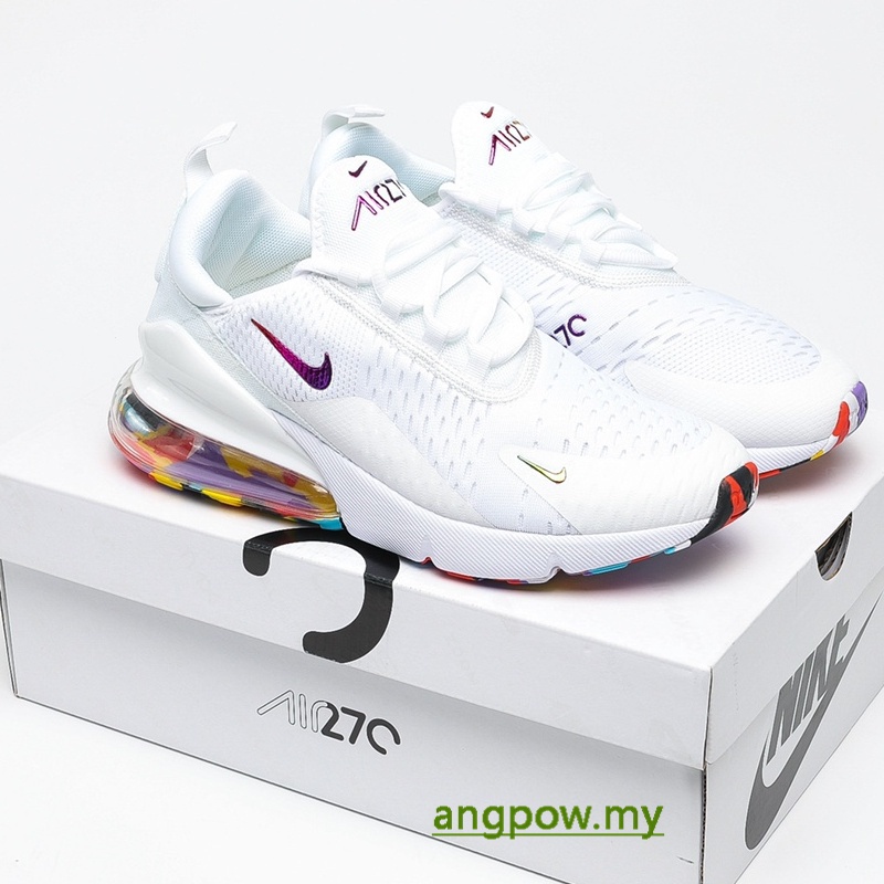 Giày Thể Thao air max 270 Màu Trắng / Tím / Vàng Cho Nam Và Nữ
