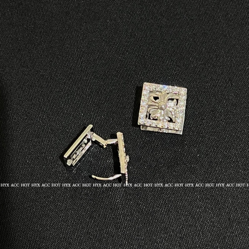 Bông Tai Dạng Vòng Hình Thánh Giá Đính Đá Zircon Lấp Lánh Unisex