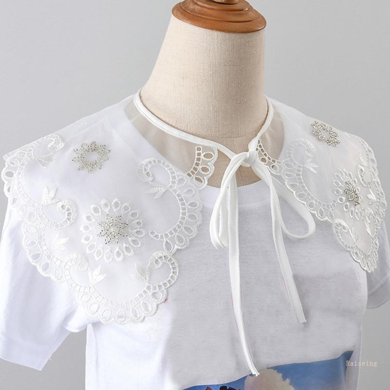 Khăn Choàng Cổ Mỏng Nhẹ Thêu Họa Tiết Hoa Đính Hạt Cườm Có Thể Tháo Rời Đa Năng Thời Trang Cho Nữ