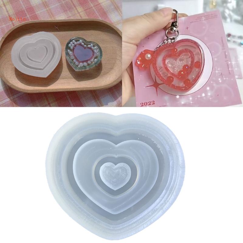 Khuôn Silicone Hình Trái Tim Làm Móc Khóa DIY