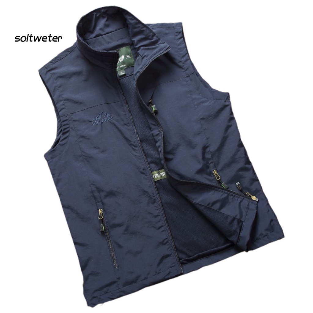 Áo Ghi Lê Không Tay Cổ Bẻ Siêu Mỏng Thoáng Khí Màu Sắc Trơn Dành Cho Nam Giới