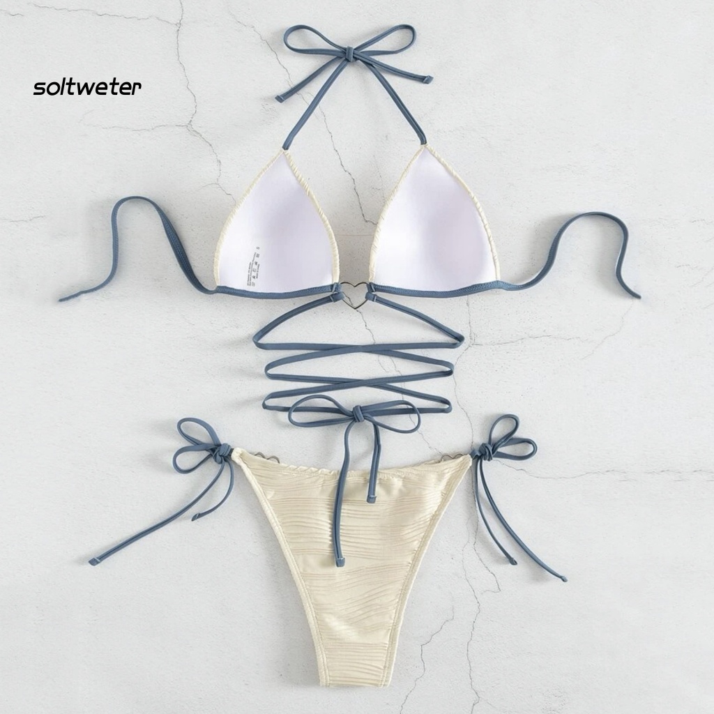 1 Bộ Đồ Bơi Hai Mảnh Bằng Polyester Ba Chiều Không Gọng Có Đệm Ngực Màu Sắc Trơn Dành Cho Nữ