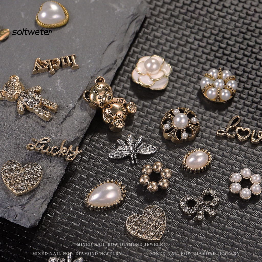 Set 8 / 10 / 20 Phụ Kiện Trang Trí Móng Tay Nghệ Thuật Nhiều Hình Dạng Không Phai Màu Phong Cách Vintage Charms Bằng Kim Loại Dành Cho Nữ