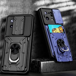 Ốp Điện Thoại Cứng Chống Sốc Có Ngăn Đựng Thẻ Cho xiaomi mi 13 Lite 13 Pro 12 12T Pro 5G