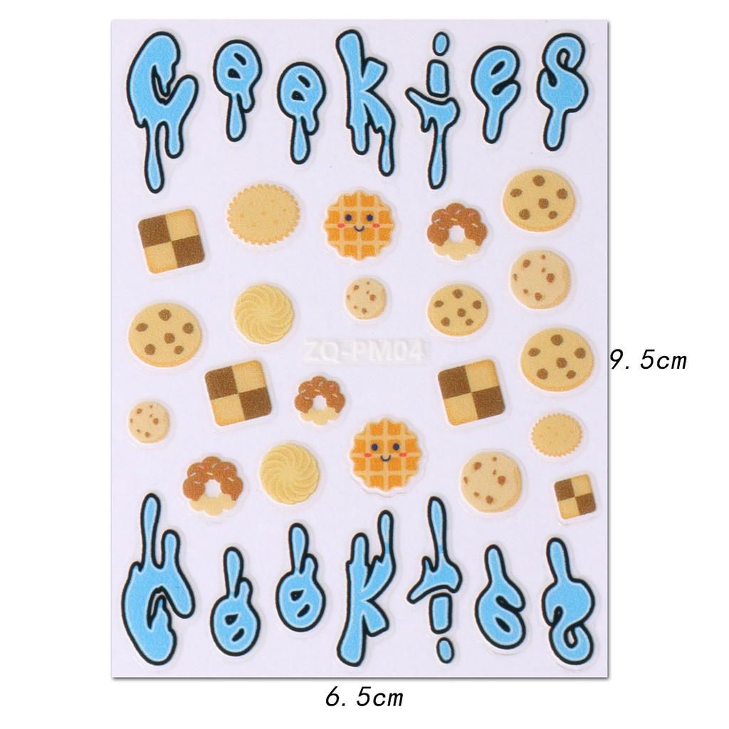 Miếng Dán Trang Trí Móng Tay Nghệ Thuật Họa Tiết Chữ Tiếng Anh / Bánh Quy / Đĩa Bay / Nấm Dopamine Màu Sắc