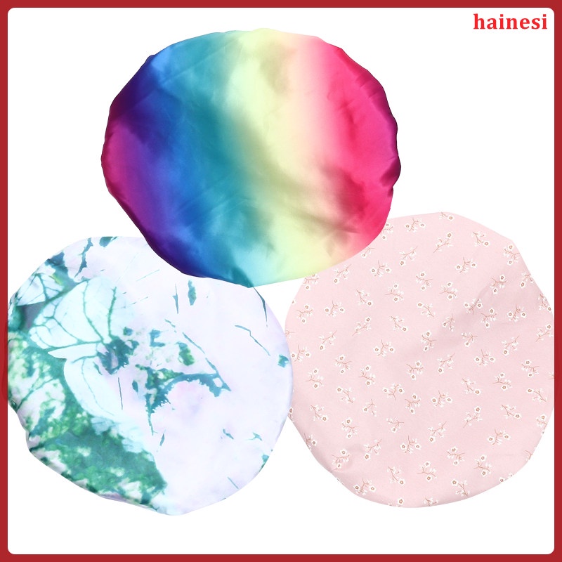 Bộ 3 Mũ Trùm Tóc Bằng Satin Màu Đen Chống Thấm Nước