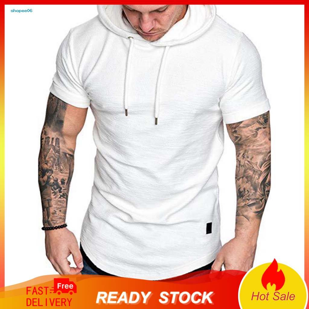 Áo Hoodie Thể Thao Tay Ngắn Dáng Ôm Thời Trang Cho Nam